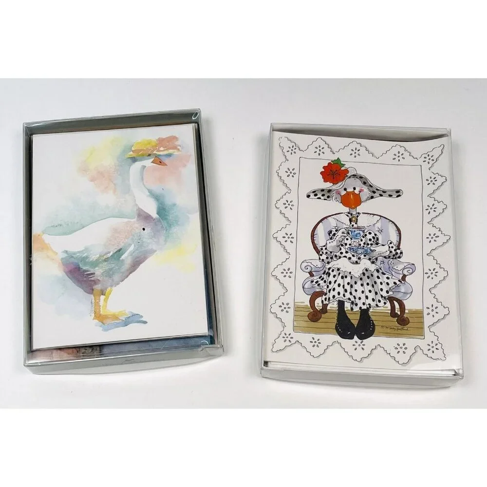 VTG Lot 15 Duck Goose Bird Themed Notecards Postcards +13 Envelopes READ
